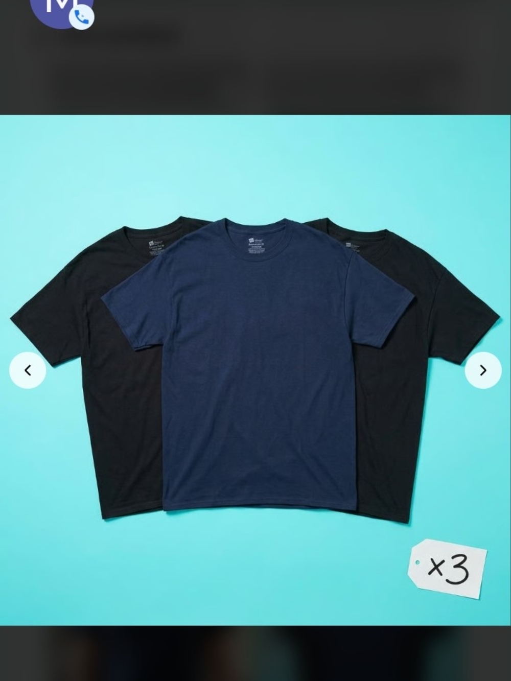 Hanes Men's Crew Neck T-Shirt 3-Pack - Navy & Black